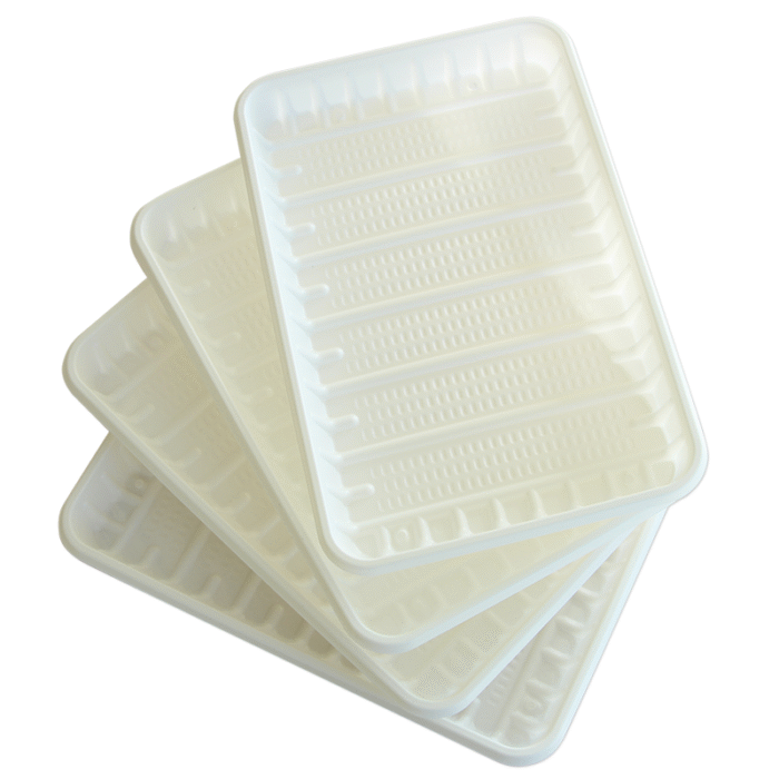 White plastic trays 80pcs - Image 1